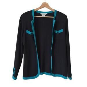 Exclusively MISOOK Women's Sweater Small Open Front Cardigan Black Blue Elegant